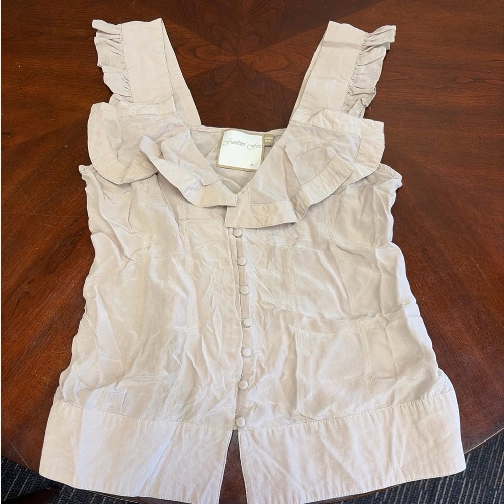 Fumblin’ Foe Light Beige Ruffled Blouse
